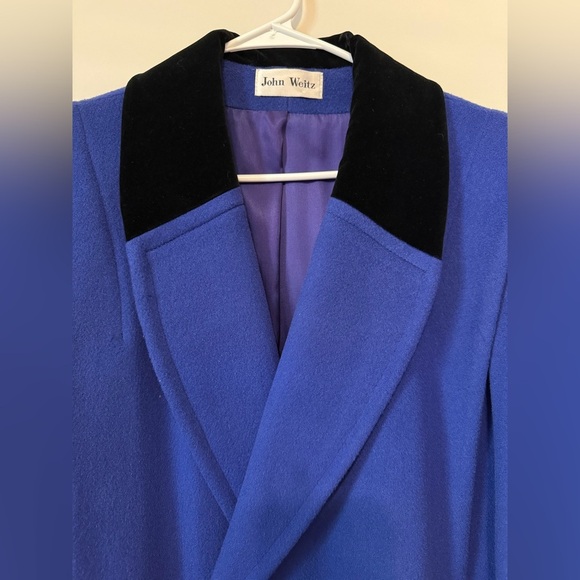 John Weitz Vintage Vibes 60s Inspired Sapphire Blue Wool Women's Pea Coat - Picture 3 of 16
